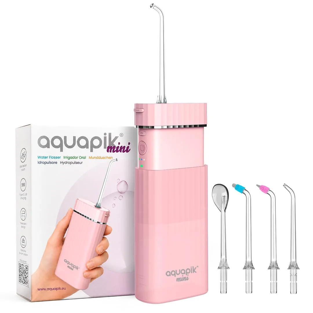 Aquapik Mini irrigador dental portátil con depósito telescópico · 140 ml · USB-C